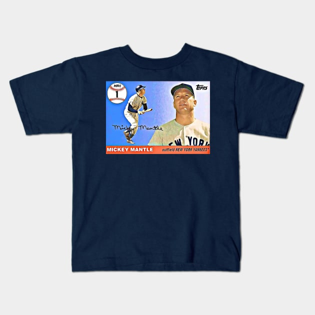 Mickey Mantle Homerun #1 Kids T-Shirt by flashbackchamps